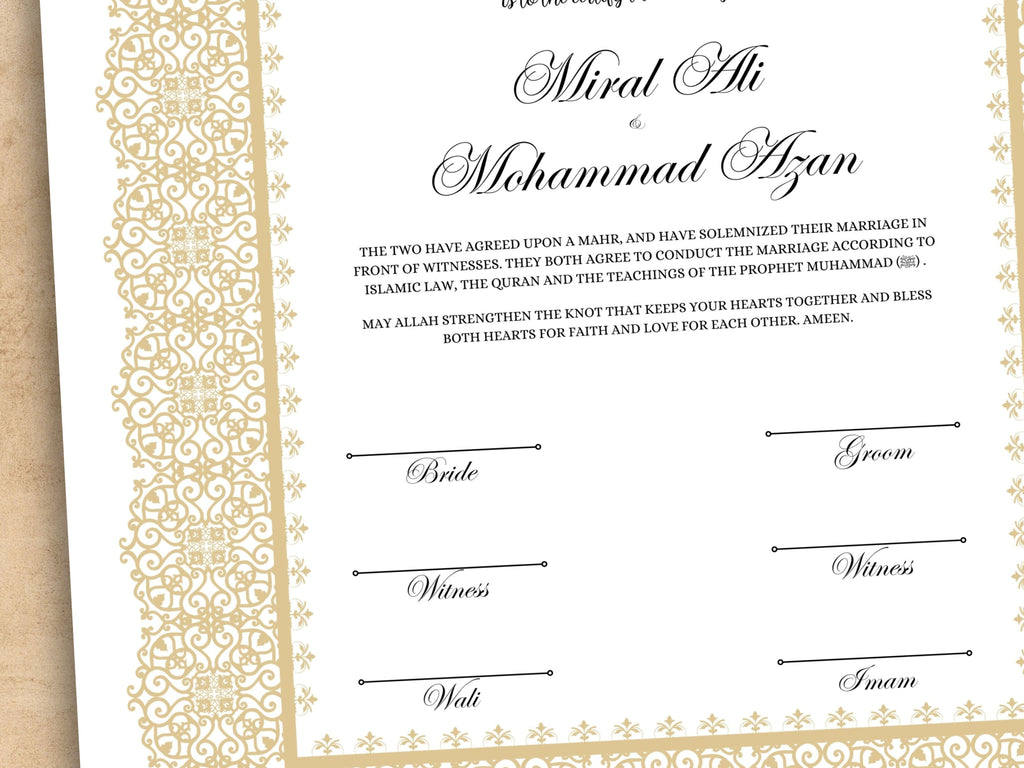 Nikkah Certificate Digital Download Personalised, A4, A3, Template, Editable, Nikkah Nama, Nikkah Contract, Muslim Contract. NN247