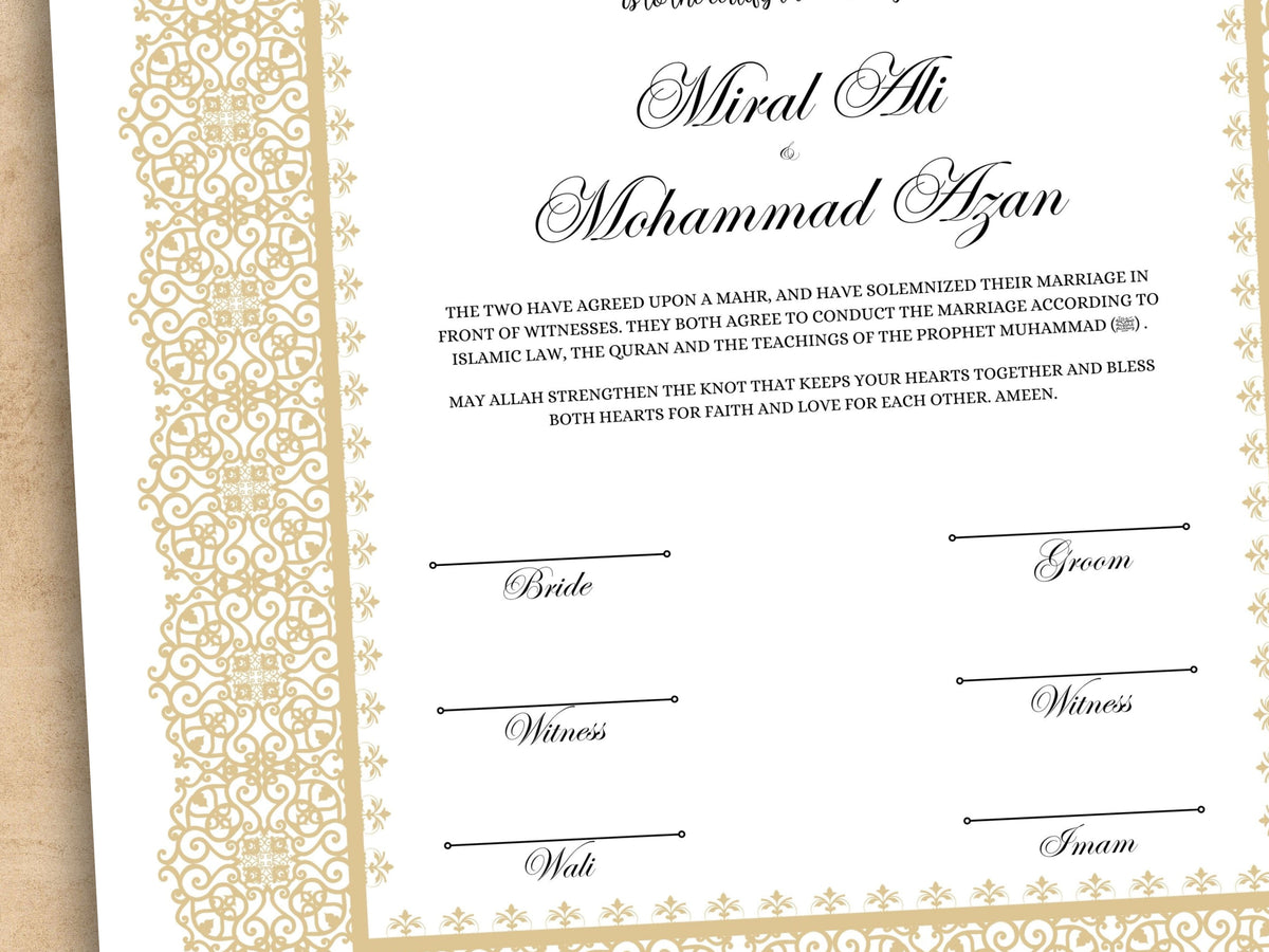Nikkah Certificate Digital Download Personalised, A4, A3, Template, Editable, Nikkah Nama, Nikkah Contract, Muslim Contract. NN247
