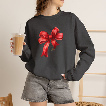 Red Ribbon Bow Crewneck Sweatshirt — Holiday Gift Sweatshirt