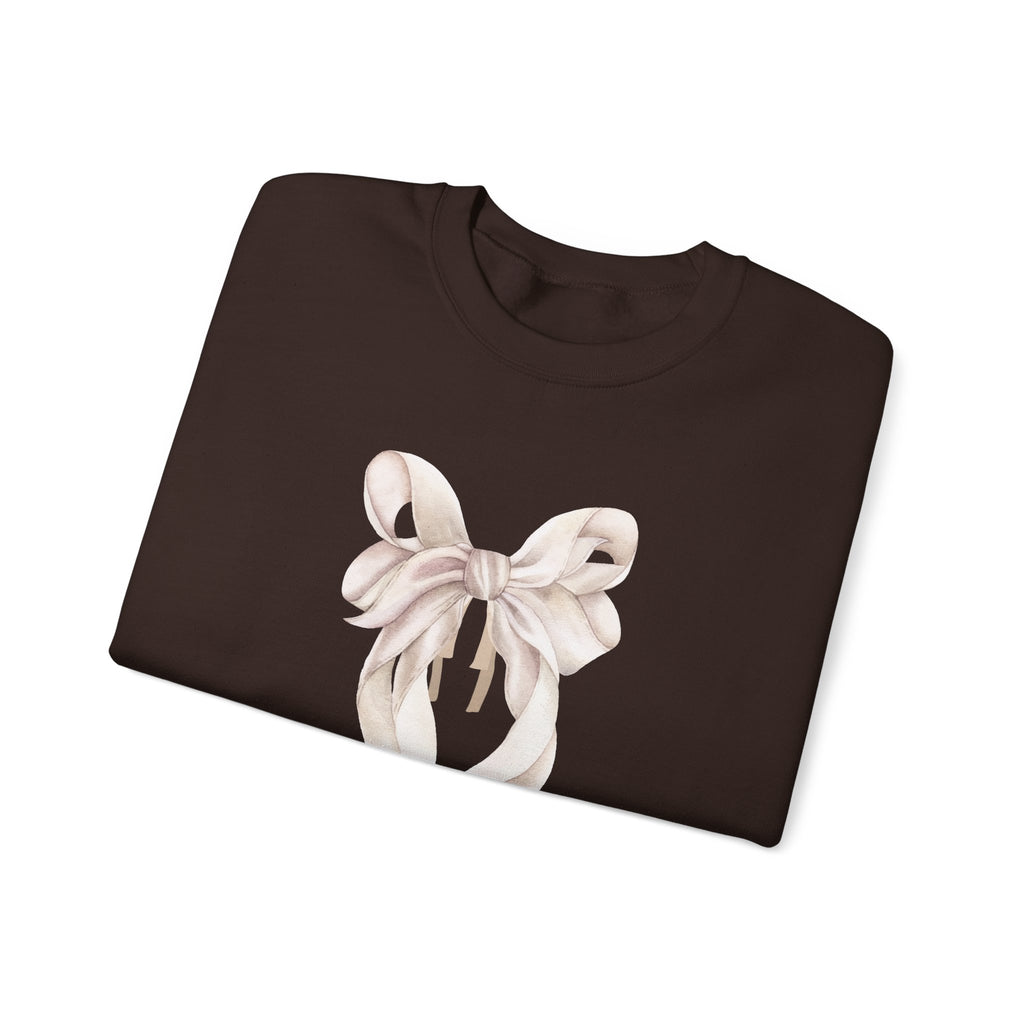 Bow Sweatshirt, Coquette Girl Sweatshirt, Feminine Floral Bow Crewneck