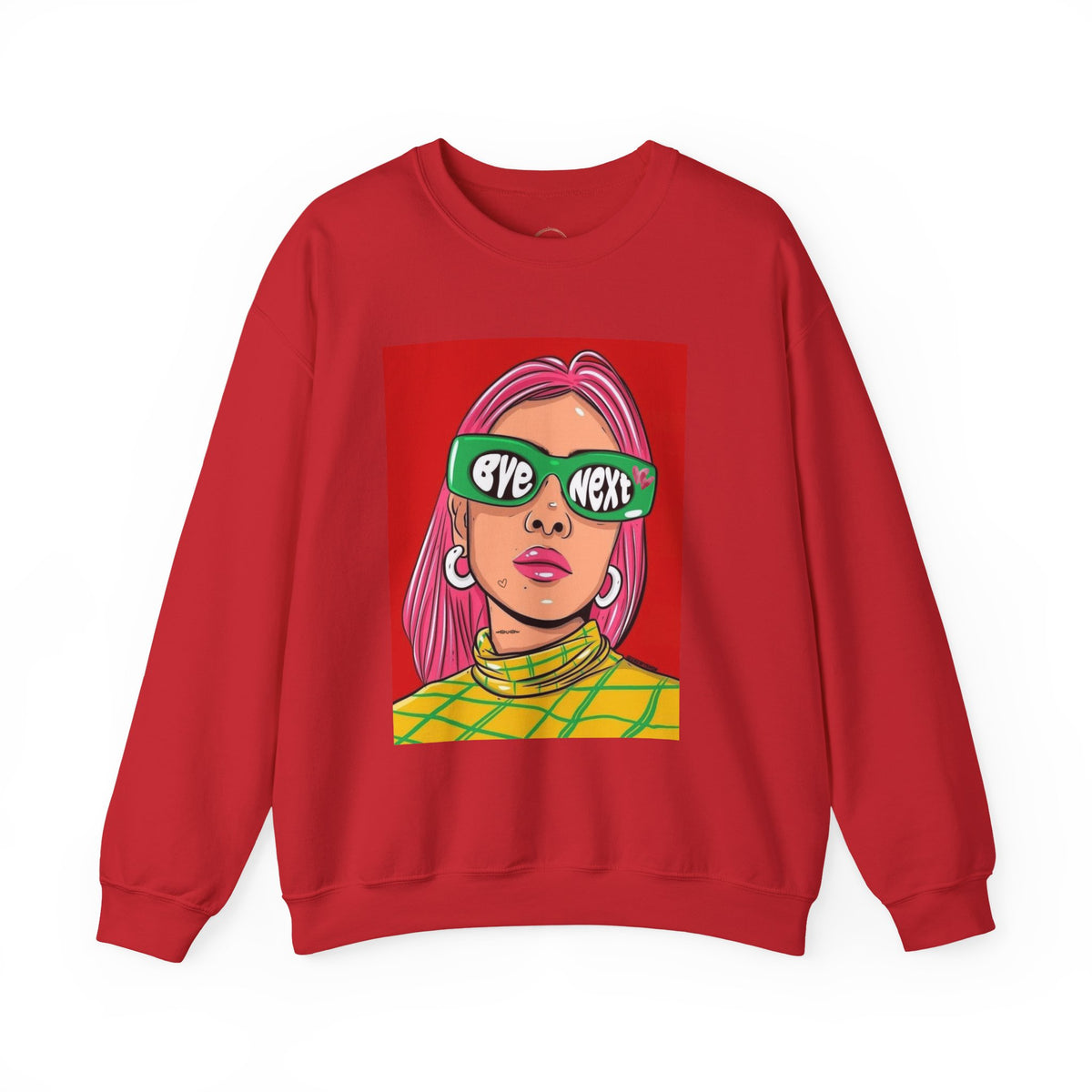 Graphic Sweatshirt — 'Bye Next' Retro Pop Art Girl Crewneck