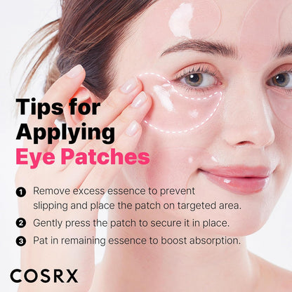 COSRX Pink Peptides Collagen Hydrogel Eye Patch for Puffy Eyes and Dark Circles, Under Eye Mask, 60 Under Eye Patches, Korean Skin Care