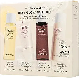 haruharu Wonder Best Glow Trial Kit, Strong, Hydrated, Glowing, Daily Routine, Mini Size, Double Cleansing, Toner, Barrier Essence