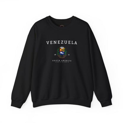 Crewneck Sweatshirt with Vintage Crest Emblem — Classic Preppy Logo Pullover