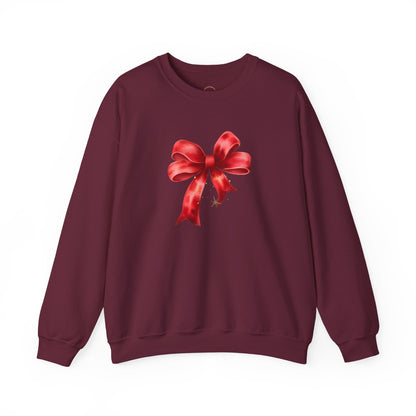 Red Ribbon Bow Crewneck Sweatshirt — Holiday Gift Sweatshirt