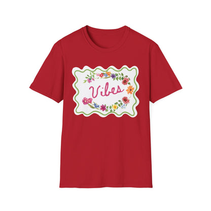 Florals and Good Vibes Unisex Softstyle T-Shirt, Casual Tee, Flower Shirt, Positive Vibes, Gift for Her, Summer Fashion