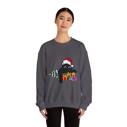 Christmas Cute Cat Sweatshirt Cat Lover Crew Neck Sweatshirt