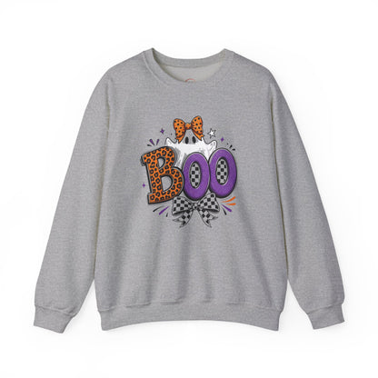 Boo Halloween Sweatshirt — Leopard & Purple Graphic Crewneck
