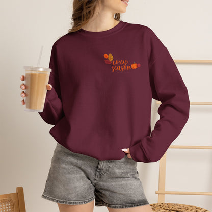 Crewneck Sweatshirt — Cozy Season Fall Leaves "Cozy Season" Design