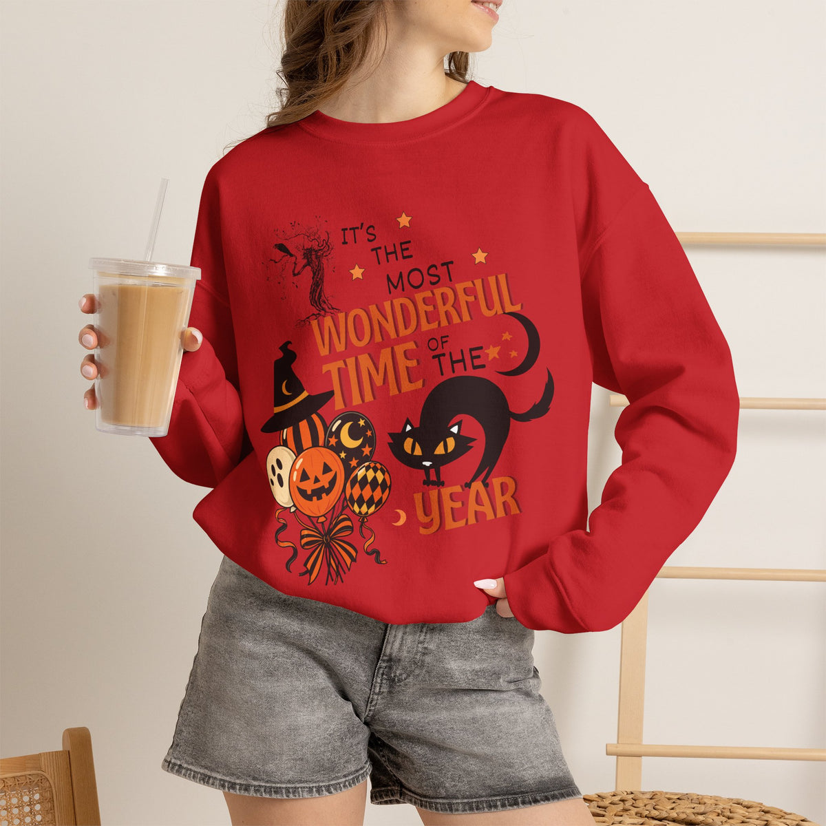 Halloween Sweatshirt — "It's the Most Wonderful Time of the Year" Cozy Crewneck