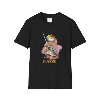 Frog Knight T-Shirt — 'Huzzah' Medieval Amphibian Graphic Tee