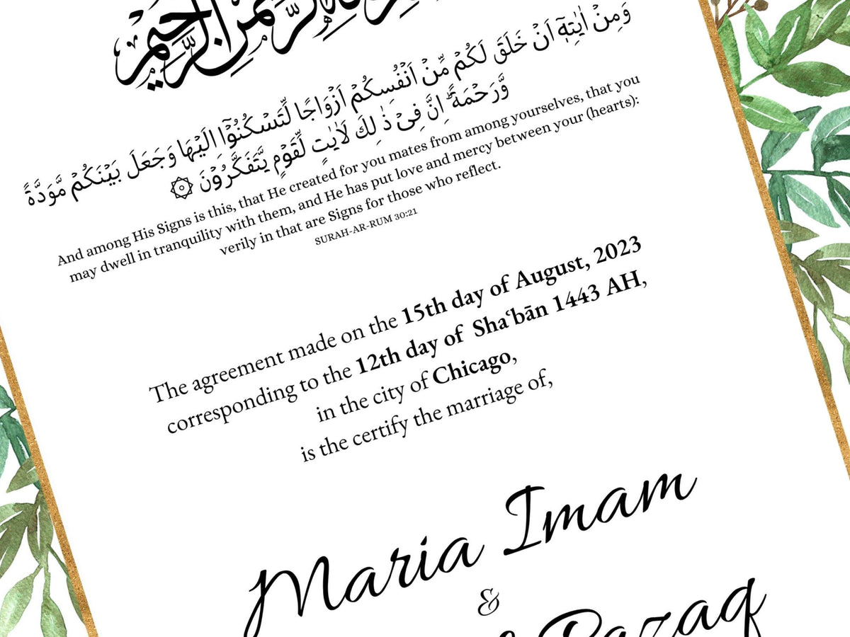 Nikkah Contract Template,Printable Nikkah Contract,Editable Nikkahnama,Muslim Wedding Certificate,Digital Download. NN185