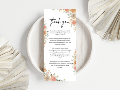 Wedding Menu, Thank You, Table Cards (Editable Template) WI386