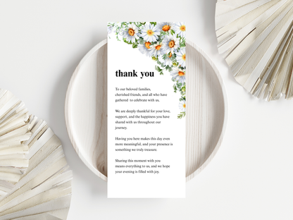 Wedding Thank you Card, Menu Card, Table Card. WI363