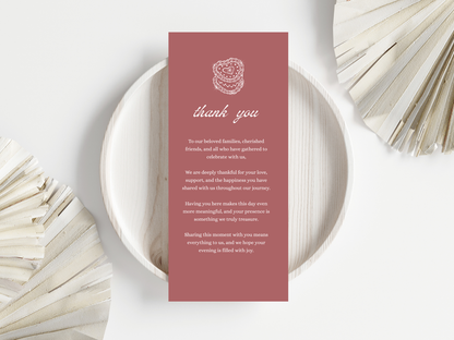 Wedding Thank you Card, Menu Card, Table Card. WI325