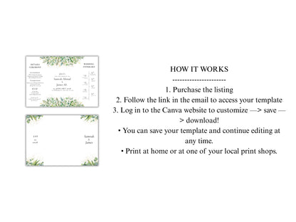 Greenery Gatefold Wedding Invitation | Printable Floral Invite | Gatefold Invite | Editable Template | Modern Wedding Itinerary | WIB128
