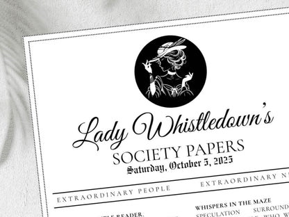 Bridgerton Lady Whistledown’s Society Papers Printable • Editable Template • Bridal Shower Invitation• Instant Download. WI135