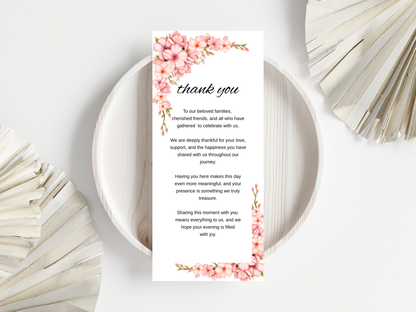 Wedding Thank you Card, Menu Card, Table Card. WI356
