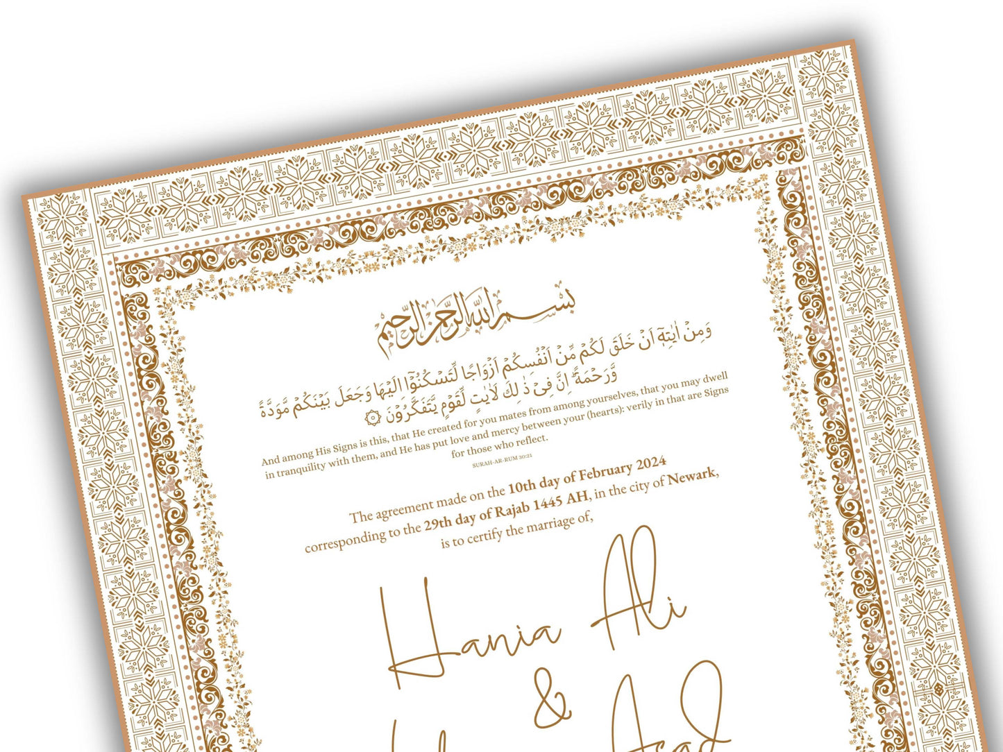 Nikkah Contract, Islamic Wedding Contract, Muslim Nikkah Certificate 11 x 17, Template, Instat Download. NN211