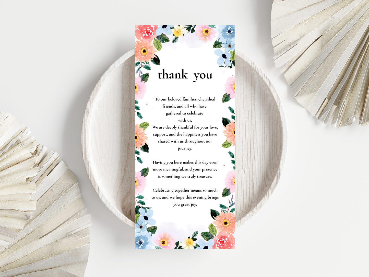 Wedding Thank you Card, Menu Card, Table Card. WI322