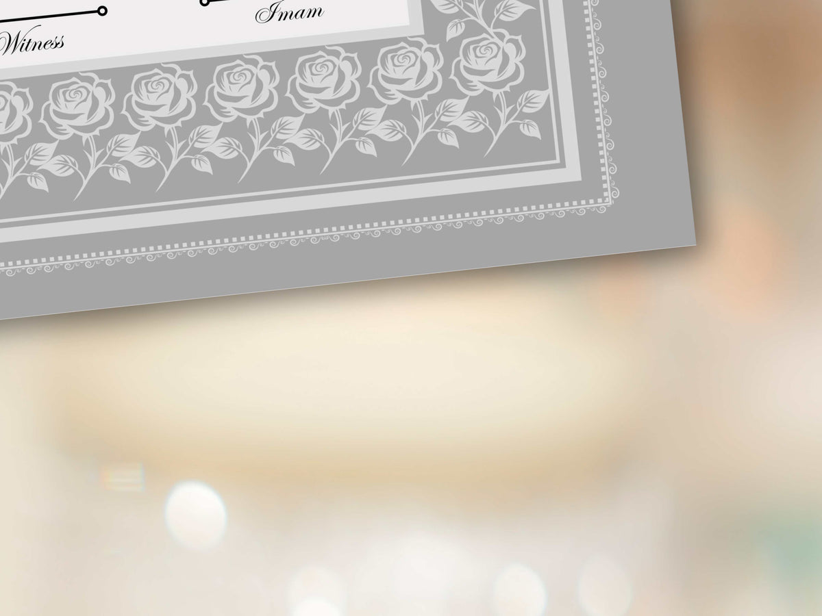 Rose Nikkah Certificate Template, Editable Nikkahnama, Printable Nikah Contract, Muslim Contract, Nikkah Islamic Marriage Contract.NN256