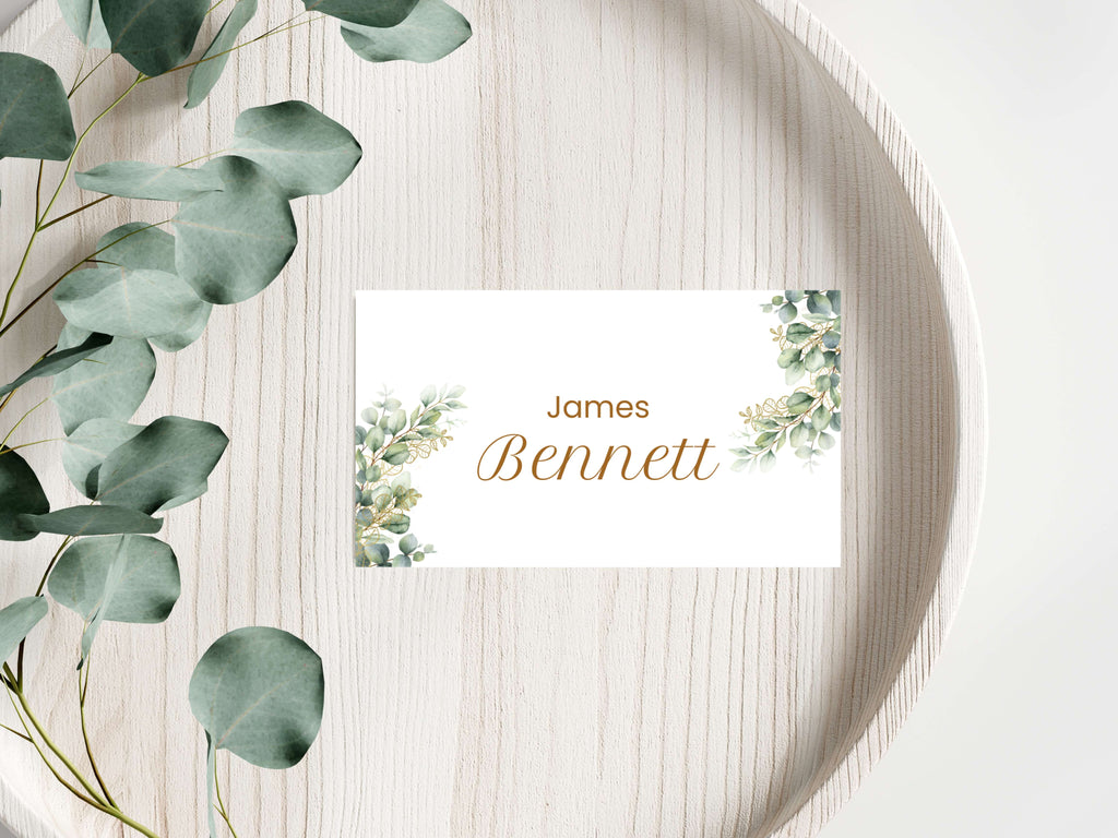 Boho Greenery Wedding Menu Template | Eucalyptus Place Card & Thank You Card | Minimalist Wedding Printable Set | Instant Download. WI188