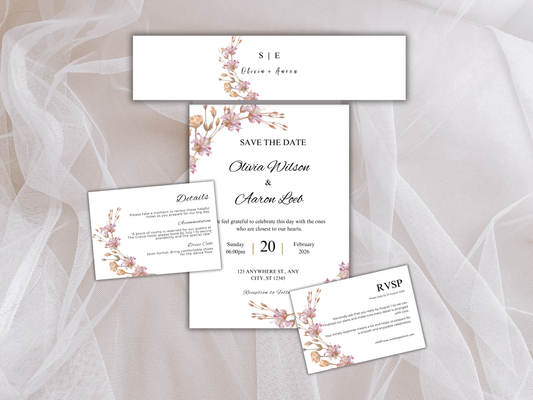 Wedding Invitation Set, RSVP, Wedding Details, Wedding Bottle Label Template, WI279