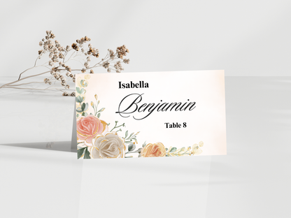 Peach & Ivory Floral Wedding Invitation Suite,  RSVP, Details, Menu, Thank You, Digital Download  MTC407