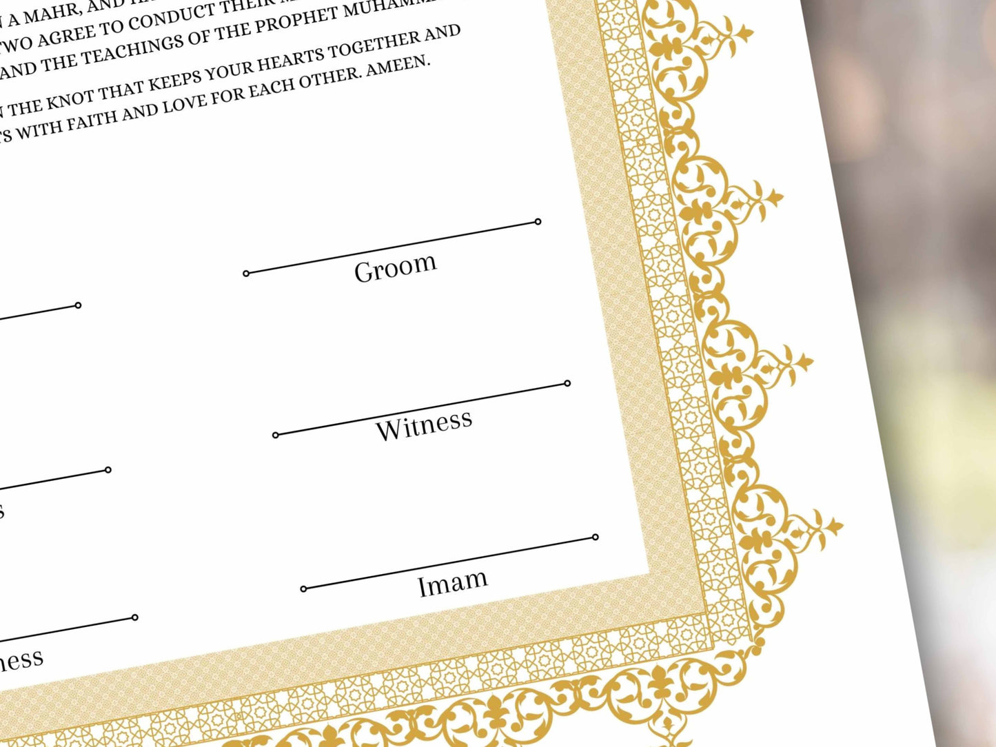 Nikkah Certificate Digital Download Personalised, A4, A3, Template, Muslim Wedding Contract, Instat Download. NN284