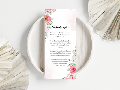 Wedding Thank you Card, Menu Card, Table Card. WI331