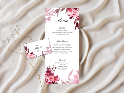 Wedding Menu Template | Editable Canva Place Card. WI212