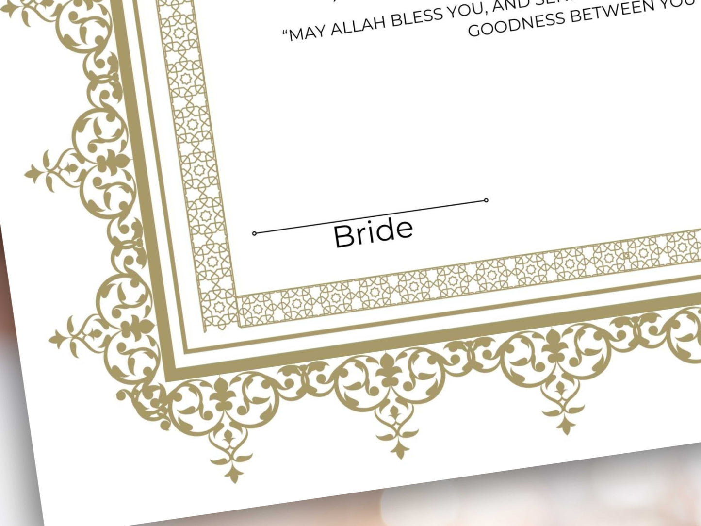 Nikkah Certificate Digital Download Personalised, A4, A3, Template, Muslim Wedding Contract, Instat Download. NN285