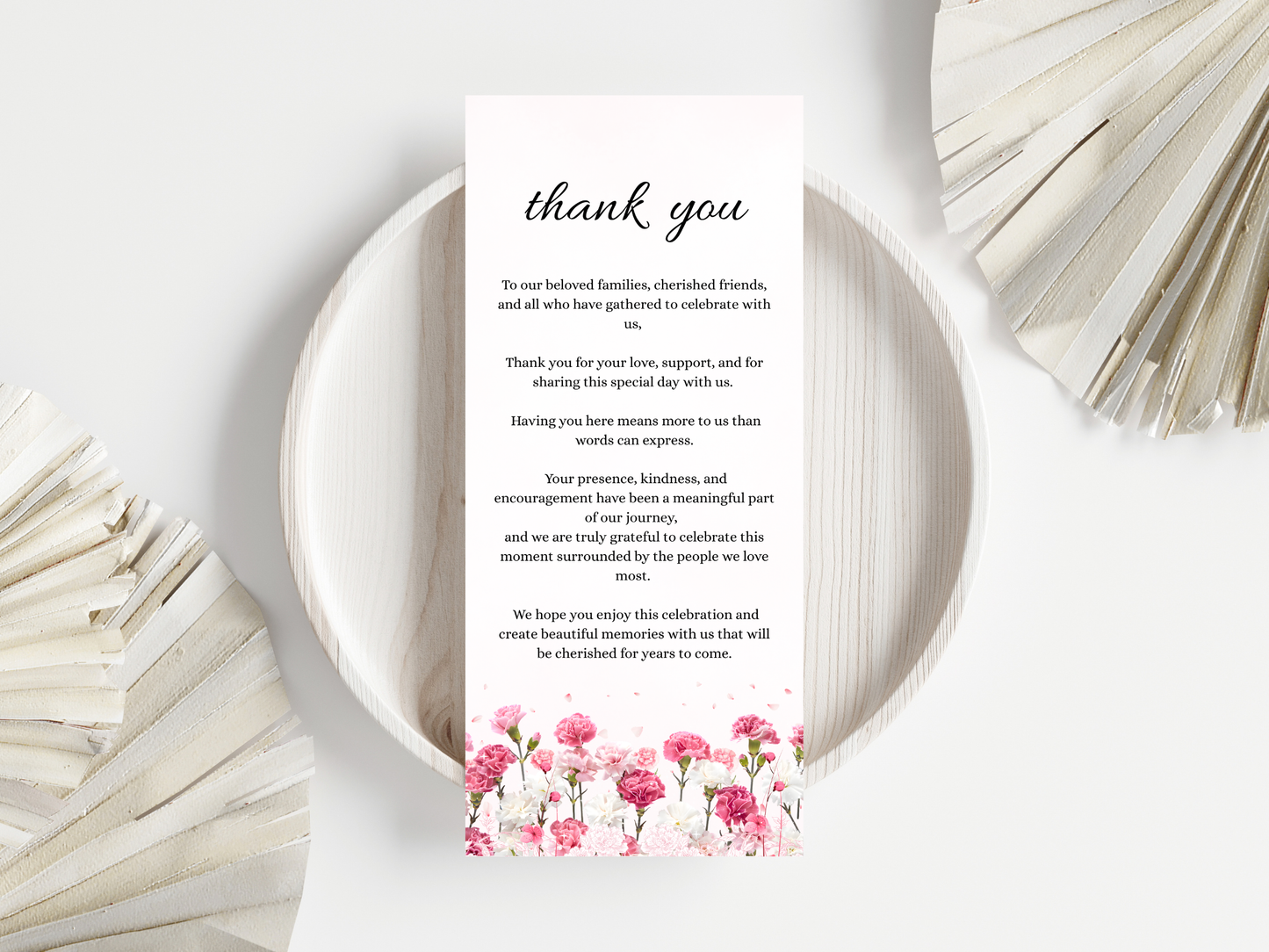 Wedding Reception Menu, thank you, table card, Instant Download MTC424