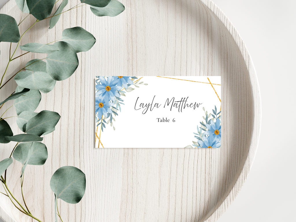Floral Wedding Menu & Thank You Template | Editable Canva Place Card. WI209