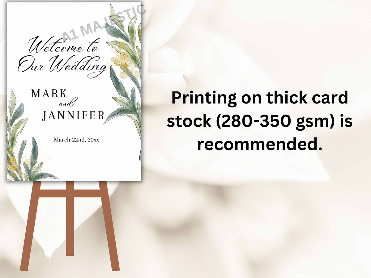 Greenery Watercolor Wedding Welcome Sign Template, Wedding Welcome Sign, Wedding signs, Welcome poster Template. WS12