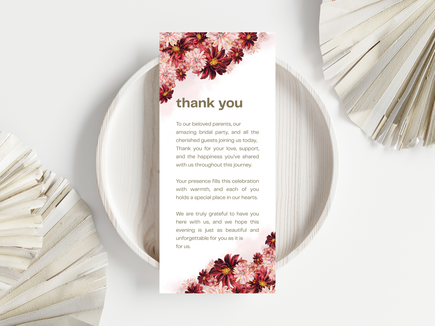 Wedding Thank you Card, Menu Card, Table Card. WI308