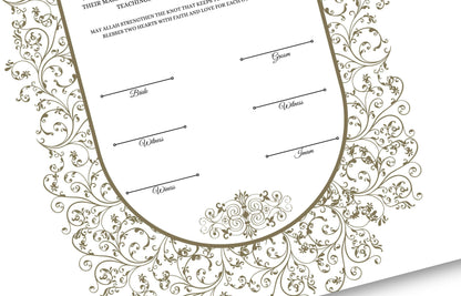 A4/A3 Nikkah Certificate, Customizable Luxury Islamic Nikkah Marriage Contract Certificate, Muslim Wedding Gift. NN155