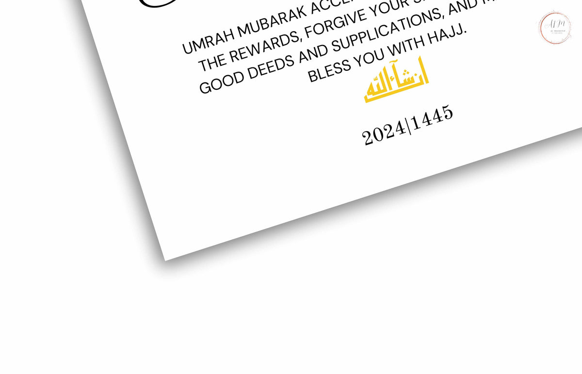 Personalized Umrah Mubarak Template, Umrah Gift, Digital Print , Umrah Wishes, Editable Template, A2, A3, A4, A5, Pdf Template. 1
