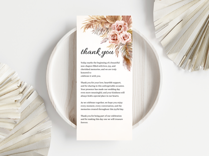 Reception Menu Template, Table, Thank you, Editable Templates MTC416