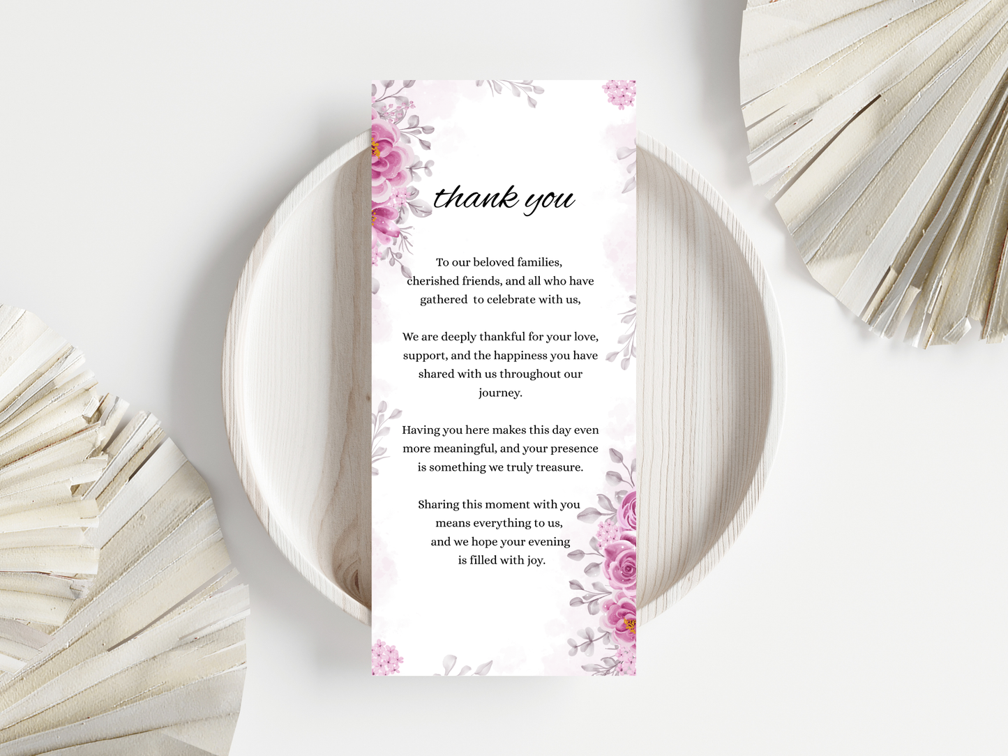 Wedding Thank you Card, Menu Card, Table Card. WI338