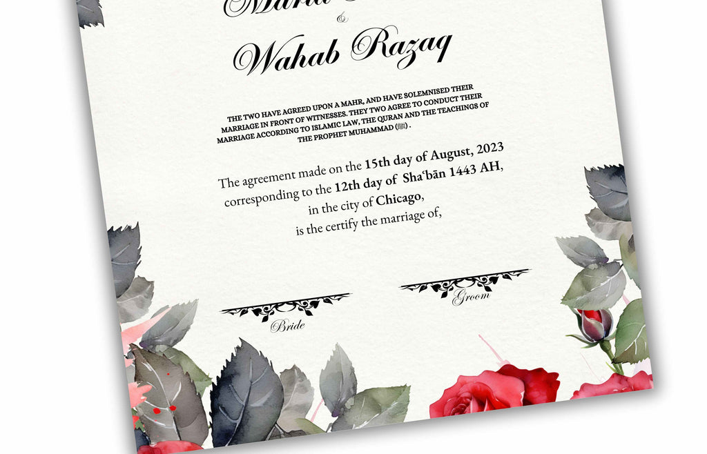Nikkah Certificate Digital Download Personalised, A4, A3, Template, Instat Download. NN194