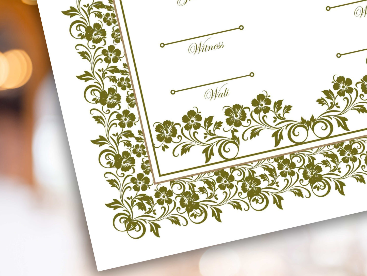 Floral Nikkah Certificate, Islamic Wedding Contract, Nikkah Nama, Muslim Marriage Certificate, Personalised Names, Quran Verse. NN280