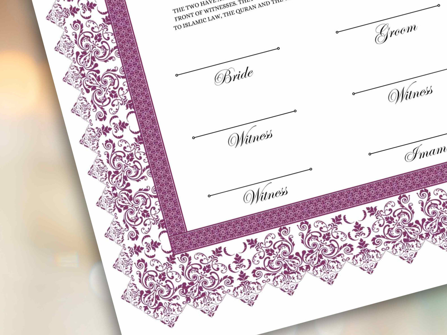 Nikkah Certificate, Nikkah Islamic Marriage Certificate, Printable, Custom Name Nikkah. Quran Verse, Digital Download. NN289