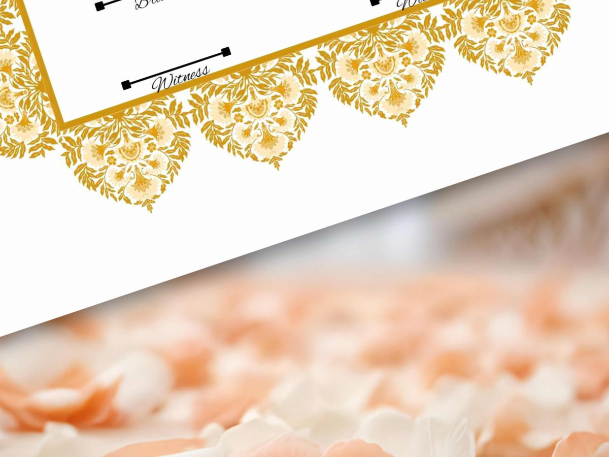 Muslim Wedding Contract, Mughal Nikkah Certificate Digital, A4 Nikkah Certificate. A3 Contract Digital Download. NN296