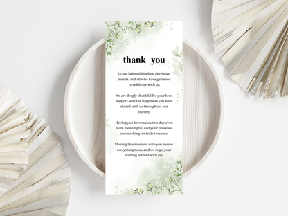 Wedding Thank you Card, Menu Card, Table Card. WI329