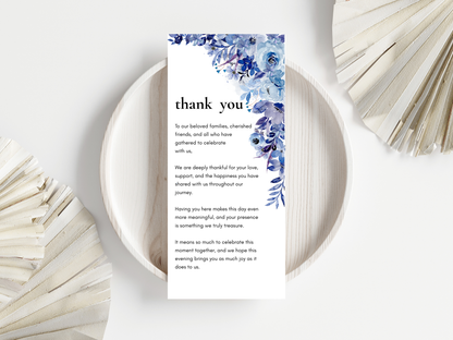 Wedding Thank you Card, Menu Card, Table Card. WI321