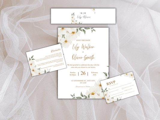 Wedding Invitation Set, RSVP, Wedding Details, Wedding Bottle Label Template, WI281