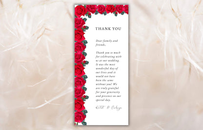 Red Rose Wedding Invitation set, Red Rose RSVP, Dark Red floral, Red Rose wedding Invitation, Details, Editable, Thank You Card. WIT64