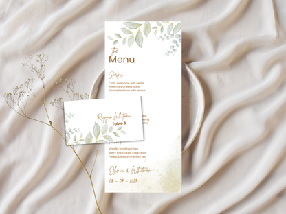 Wedding Menu & Thank You Template | Editable Canva Place Card. WI207