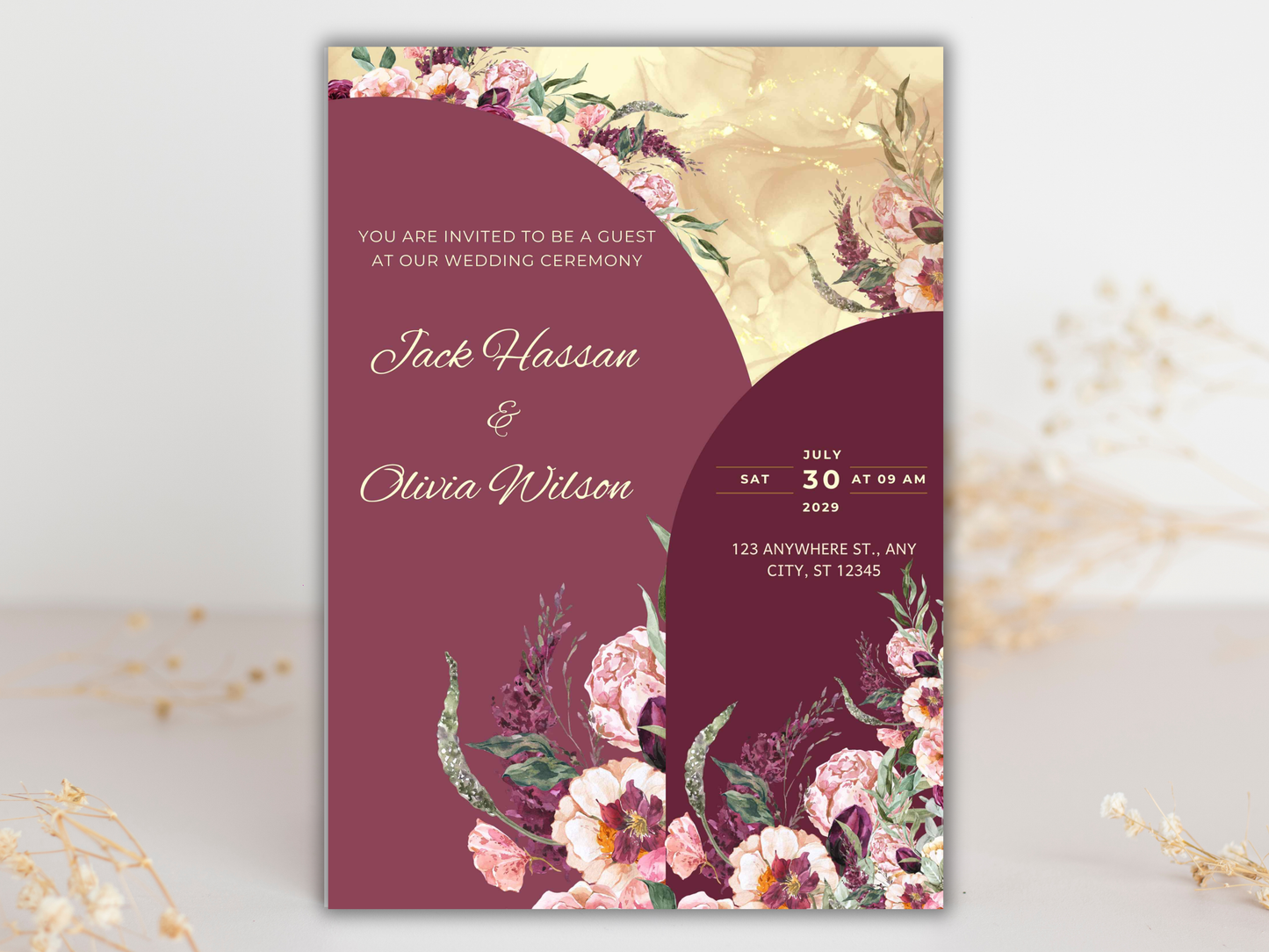 Wedding Invitation Bundle, RSVP, Thank You Card, Table Card, Menu Card, Reception Card, Details Card. WI270